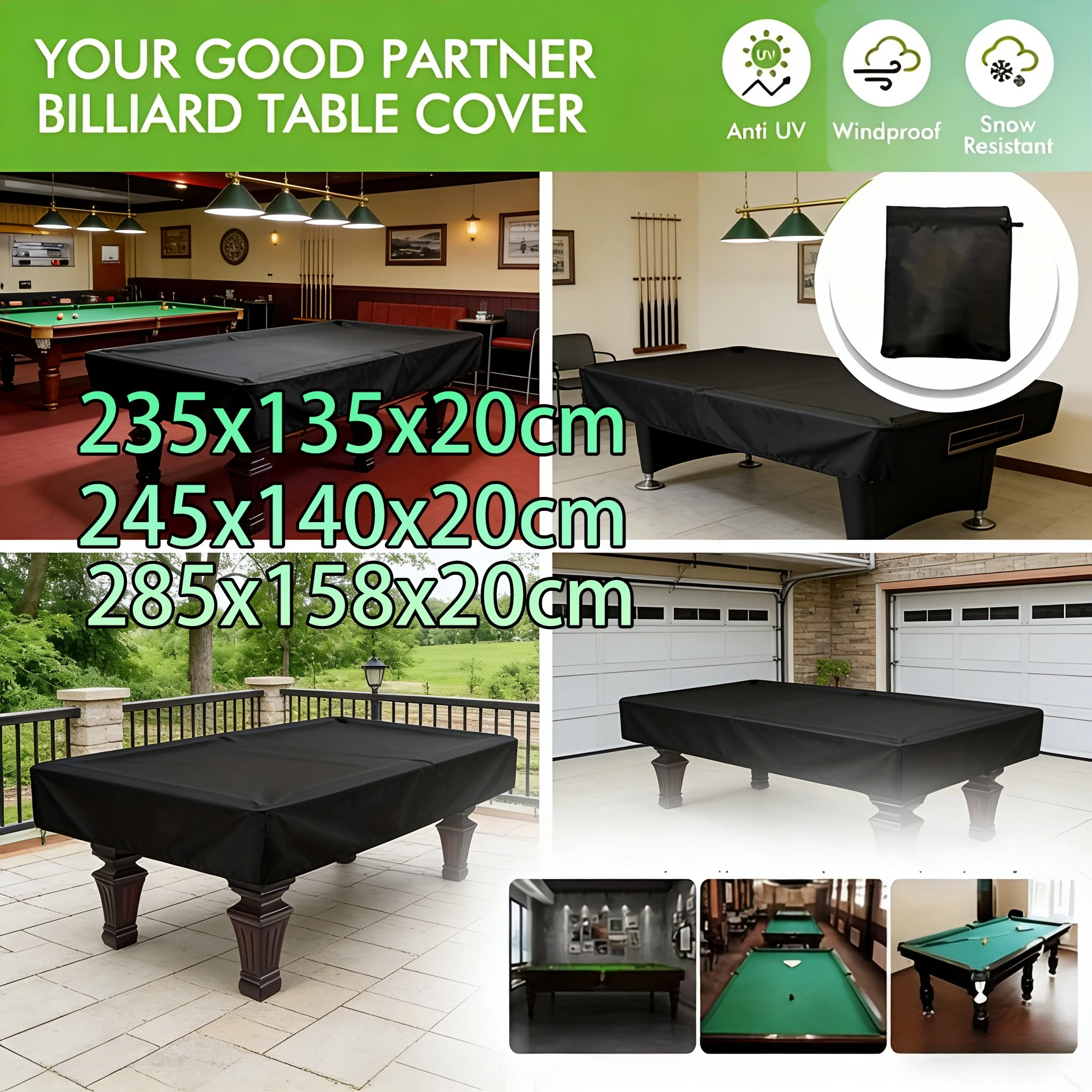 

Pool Table Cover, Designed for 7/8/9 Inch Pool Tables, Made of Durable 210D Polyester Oxford Cloth Dust Cover