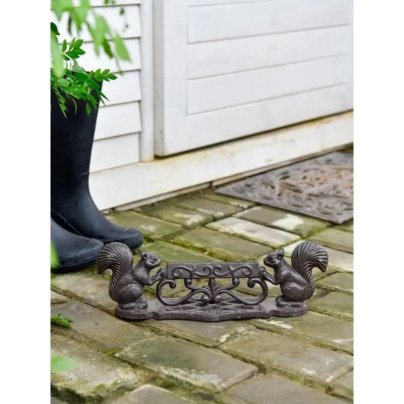 Sungmor retro cast iron shoe polish sole rub foot pad scrape mud door entrance outdoor household dust cleaning brush