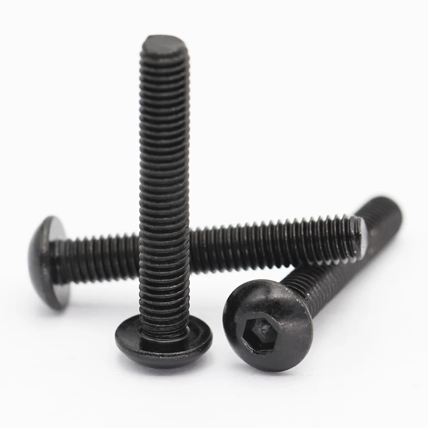 M3*4/5/6/8/10/12/14/16/18/20/25/30/35/40mm ISO7380 Schwarz 304 Edelstahl Innensechskant Knopf Runde Innensechskantschraube