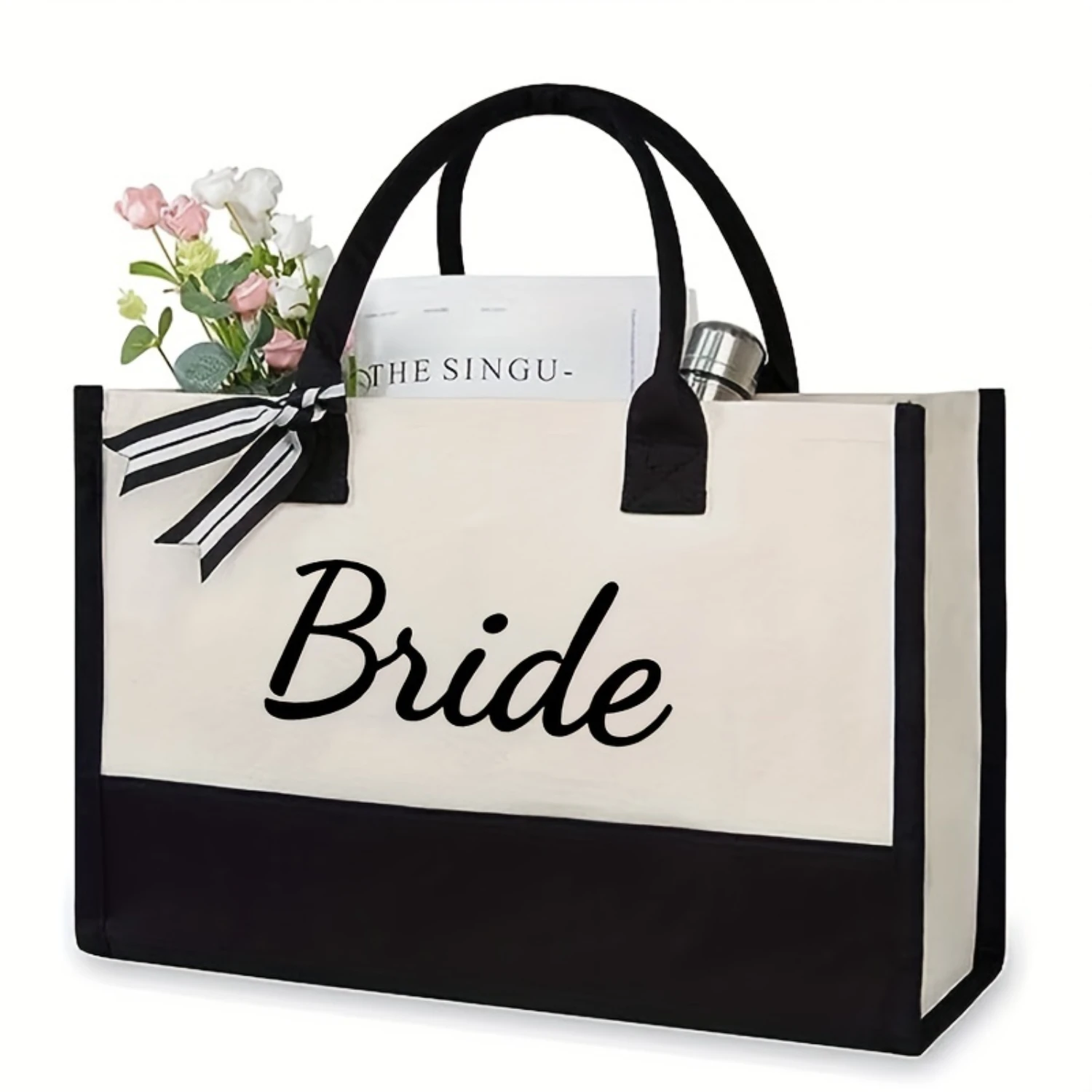 

Chic Bride's Nylon Tote – Durable, Spacious & Versatile Handbag for Weddings, Shopping, & Beach