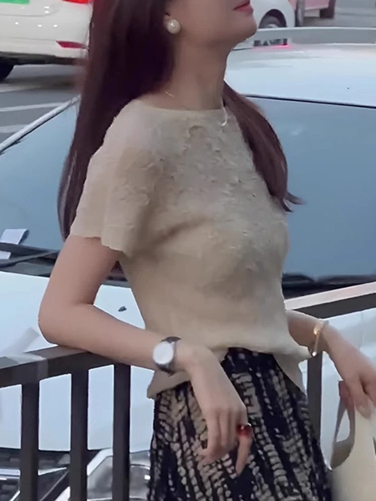 슬림핏 텍스처 티셔츠 캐주얼 심플 패션 컬러 베이스 레이어 티셔츠 또는 스웨트셔츠 신상 젊은 감각의 한국 버전