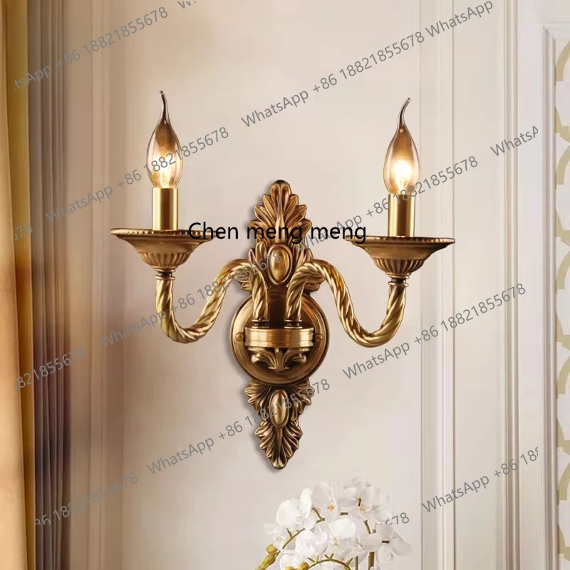 American all-copper double-headed candle wall lamp all-copper lamp retro staircase entrance corridor wall lamp