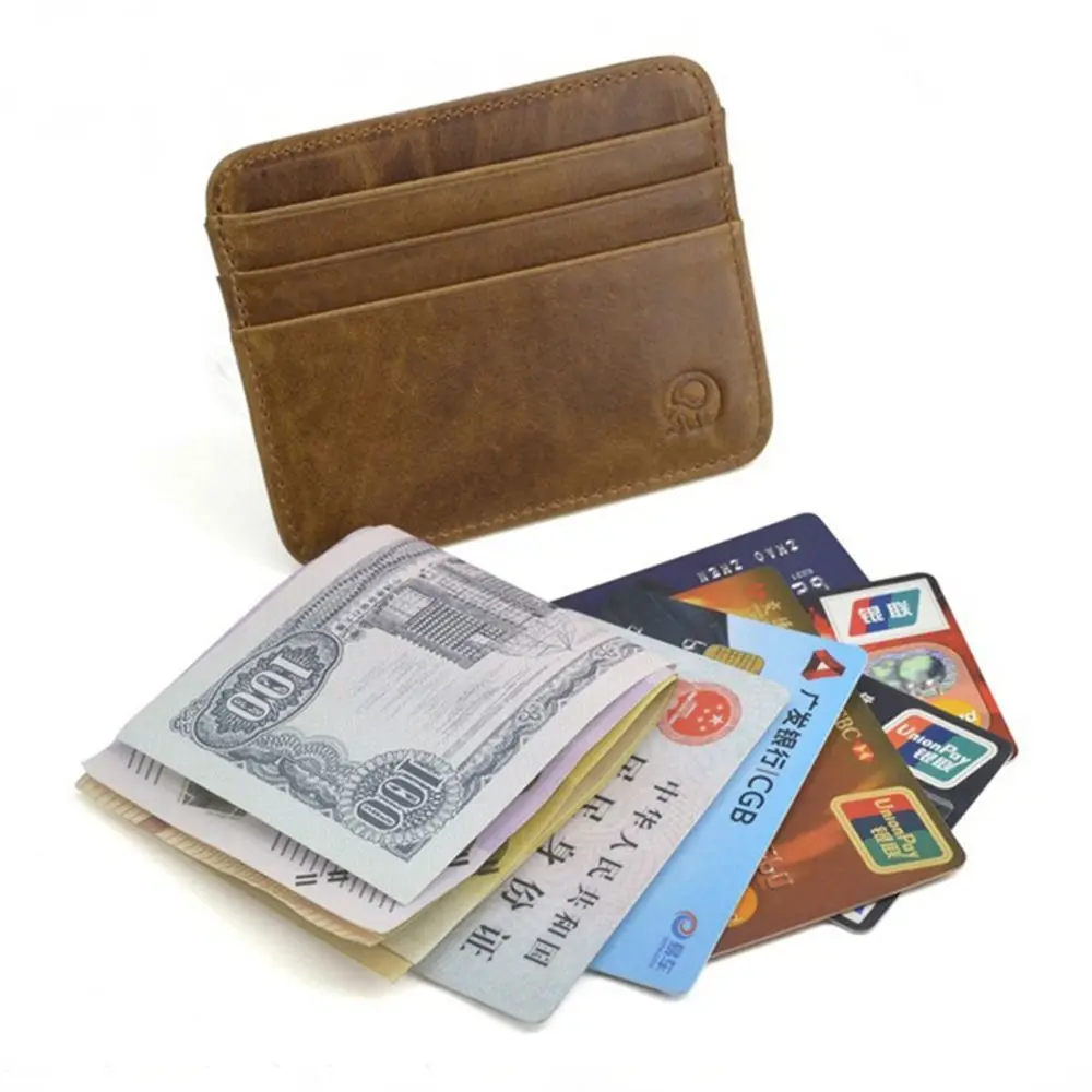 Маленький зажим для карт с узором слона Коровья кожа Минималистичный маленький кошелек с блокировкой RFID Передний карман