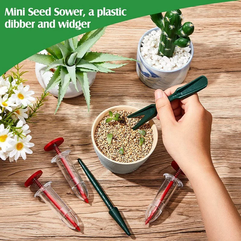 TKOH-Mini juego de esparcidor de semillas, mini dispensador de semillas de siembra, juego Manual de sembradora y malezas