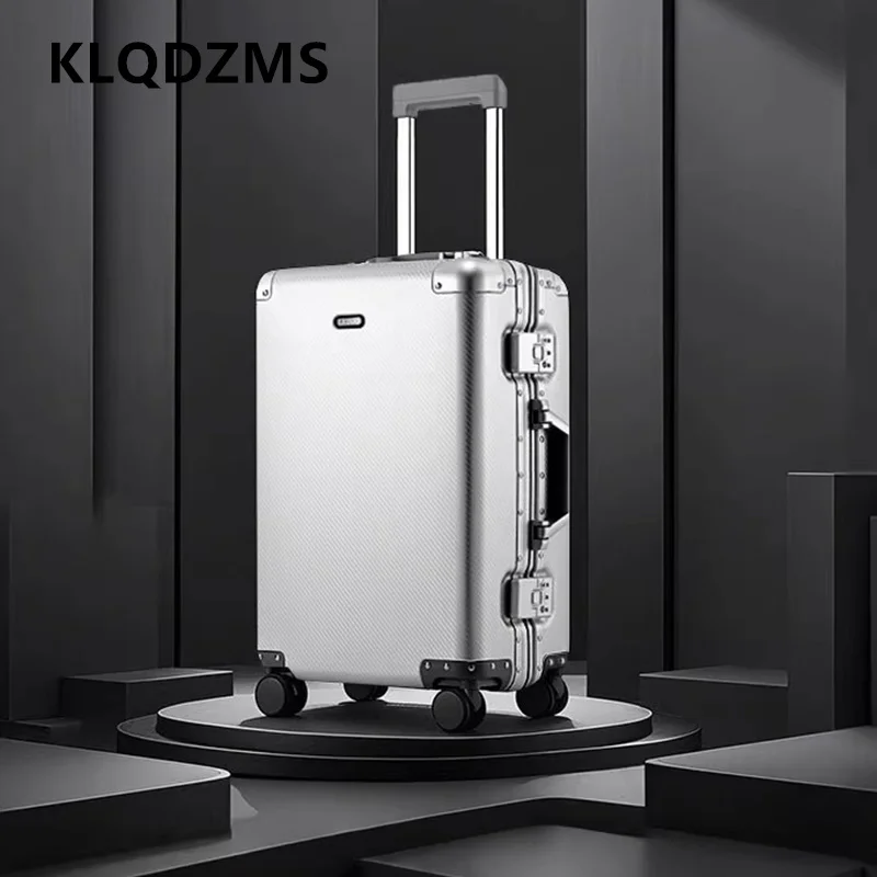 

KLQDZMS Высококачественный чемодан из алюминиевого магниевого сплава, посадочная коробка 20 дюймов, 26 дюймов, мужская деловая тележка, чемодан на колесиках