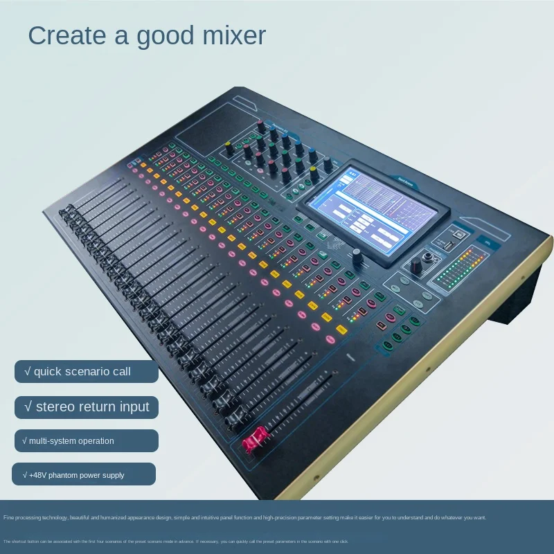 V32 Professional Digital Mixer 32-Channel Electric Fader Audio Mixing Console Sound Table Equalizer Effector Stage Performance