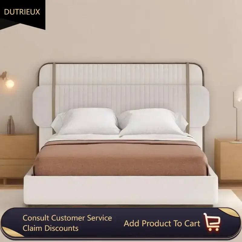 

Luxury Bedroom Double Bed Wood Modern Elegant Modular House Twin Bed Frame Bases Side Table Cama Matrimonial Home Furniture