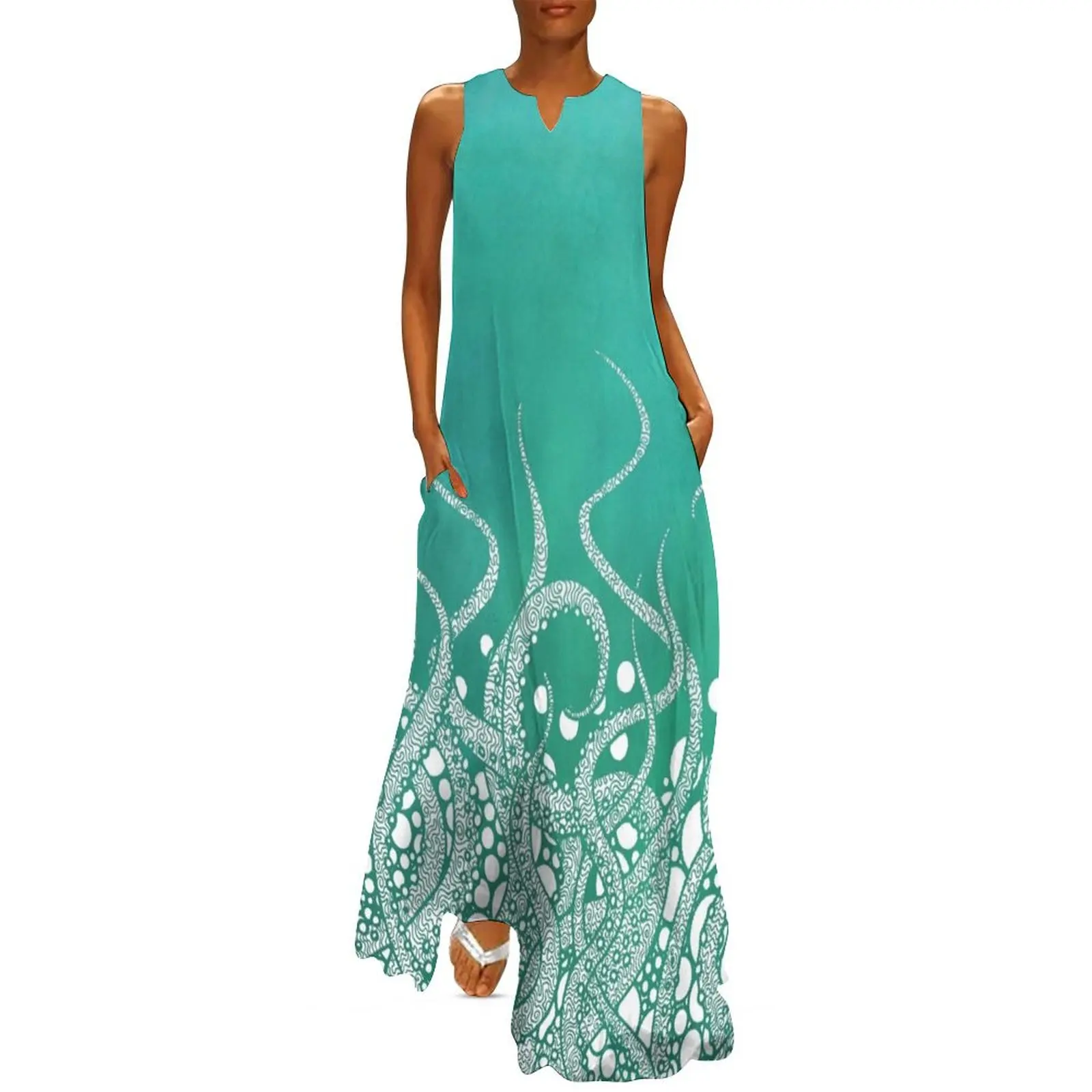 

Turquoise Tentacles Long Dress elegant women"s sets Summer skirt