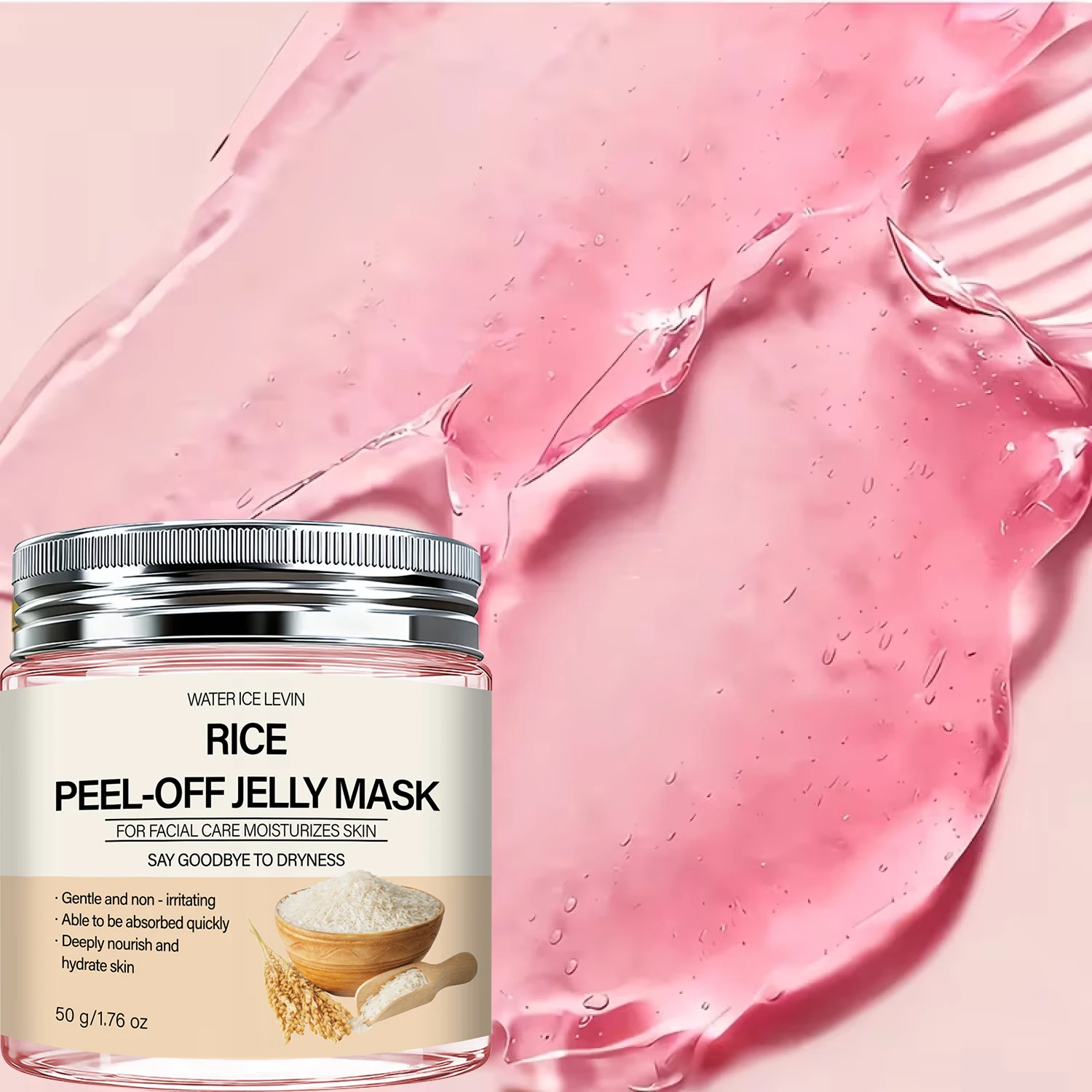 Mascarilla Peel-Off de Arroz 50g con Colágeno y Ácido Hialurónico - Hidratante Reafirmante, Mascarilla Facial Nutritiva e Hidratante