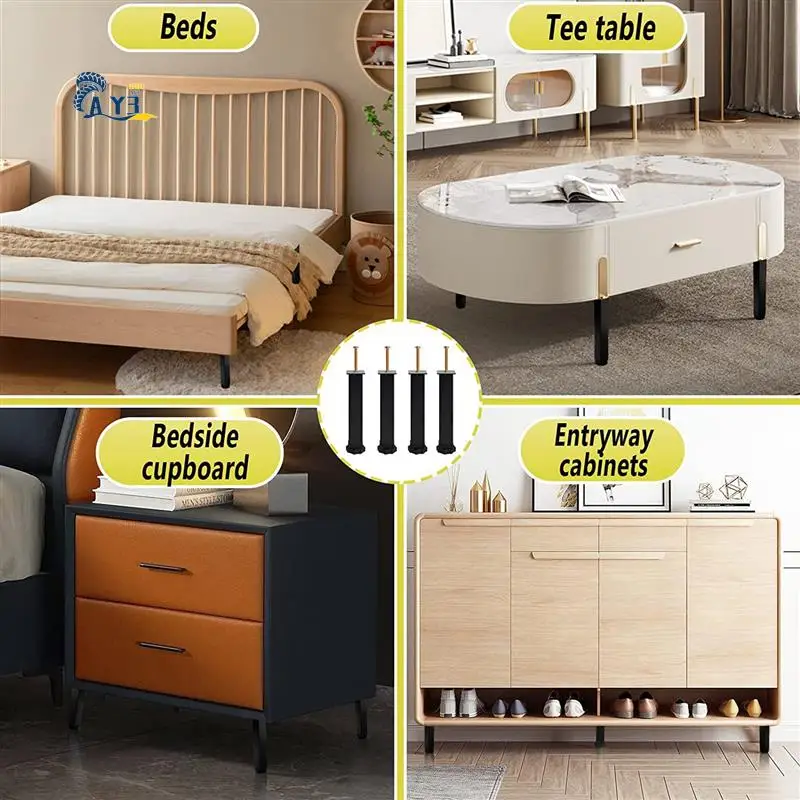 AY03-4 Piece Bed Rack Support Legs Adjustable Height 20 To 22Cm Heavy Duty Bed Center Frame Slat Feet