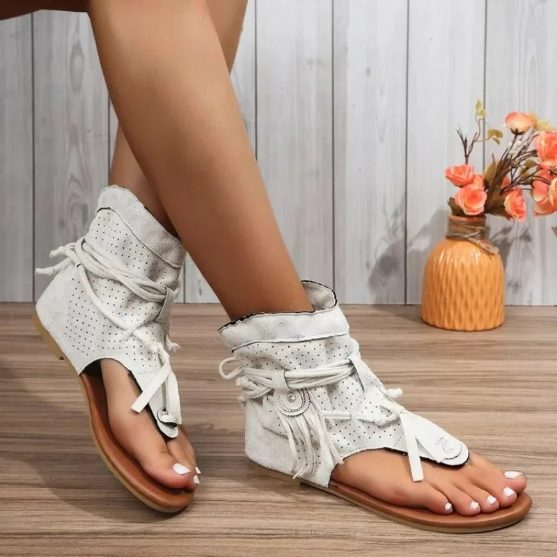 Women Sandals 2024 New Summer Bohemia Flat Sandals Women Flip Flops Gladiator Vintage Shoes for Woman Fashion Beach Flat Sandals