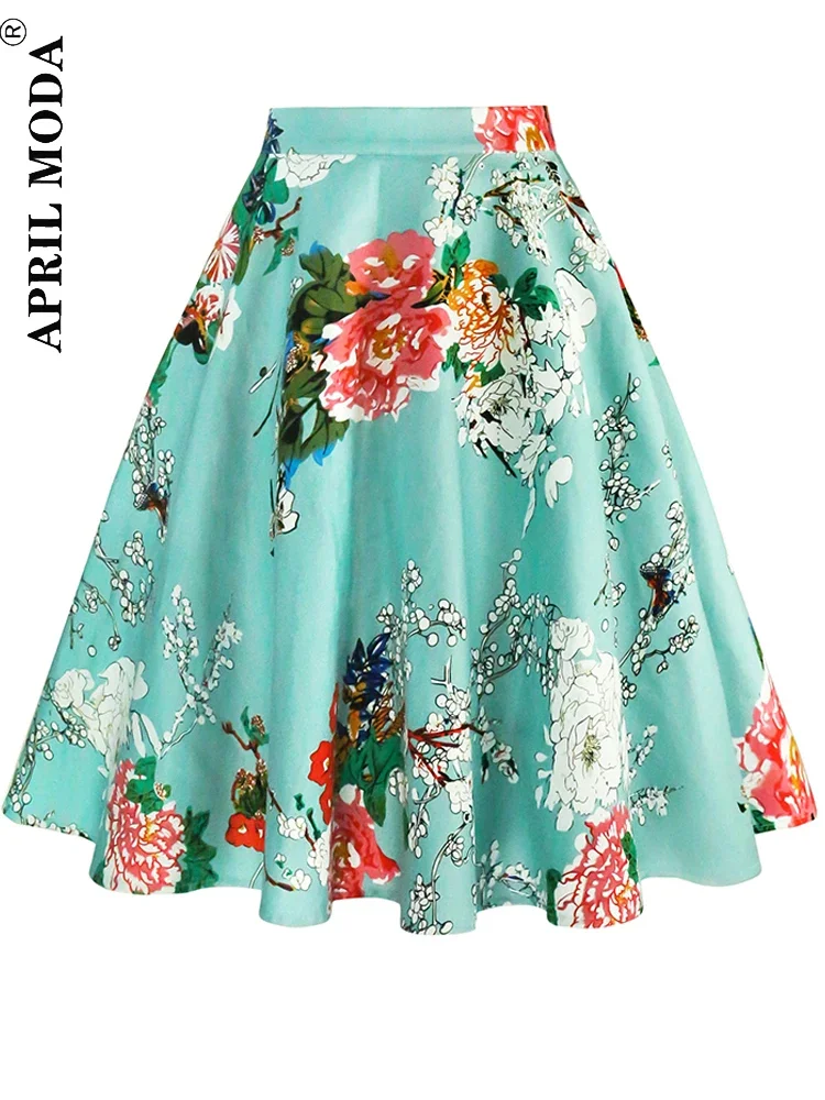 Vintage1950s Style French High Waist Summer Skirts 2024 New Women Elegant Fashion Party Club Pinup Swing Runway Rockabilly Skirt