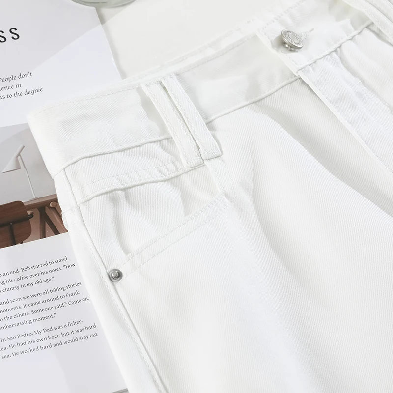 2024 New Summer High-Waist A-Line Denim Skirt for Women, Slimming and Elegant with Three-Proofing White Lycra