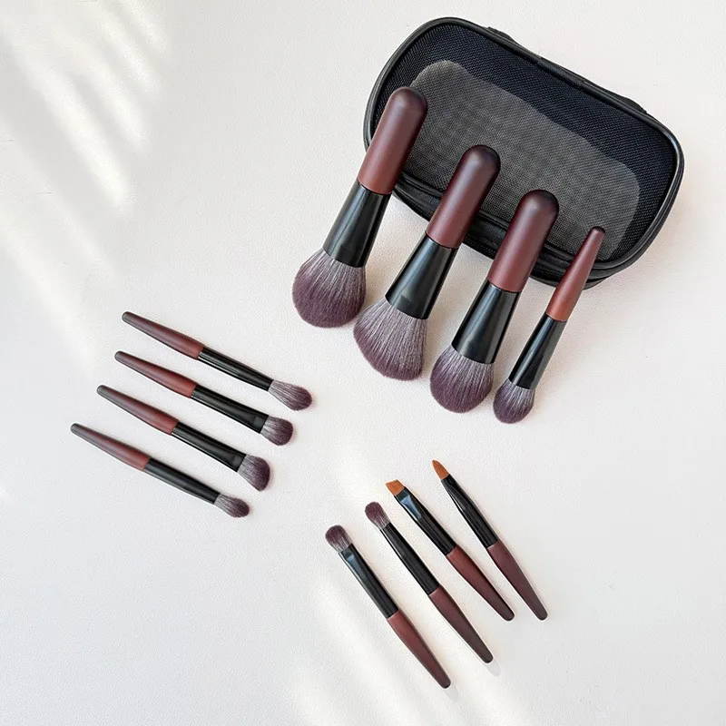 Travel Makeup Brushes Pinceles Cosmetic Bag 12Pcs Portable Holiday Trip Face Eyeshadow Foundation Blusher Travel Makeup Brushes