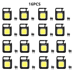 Mini luz LED COB de trabajo portátil, linterna de bolsillo, llaveros recargables por USB para acampar al aire libre, sacacorchos pequeño, 1-16 piezas, 500mah