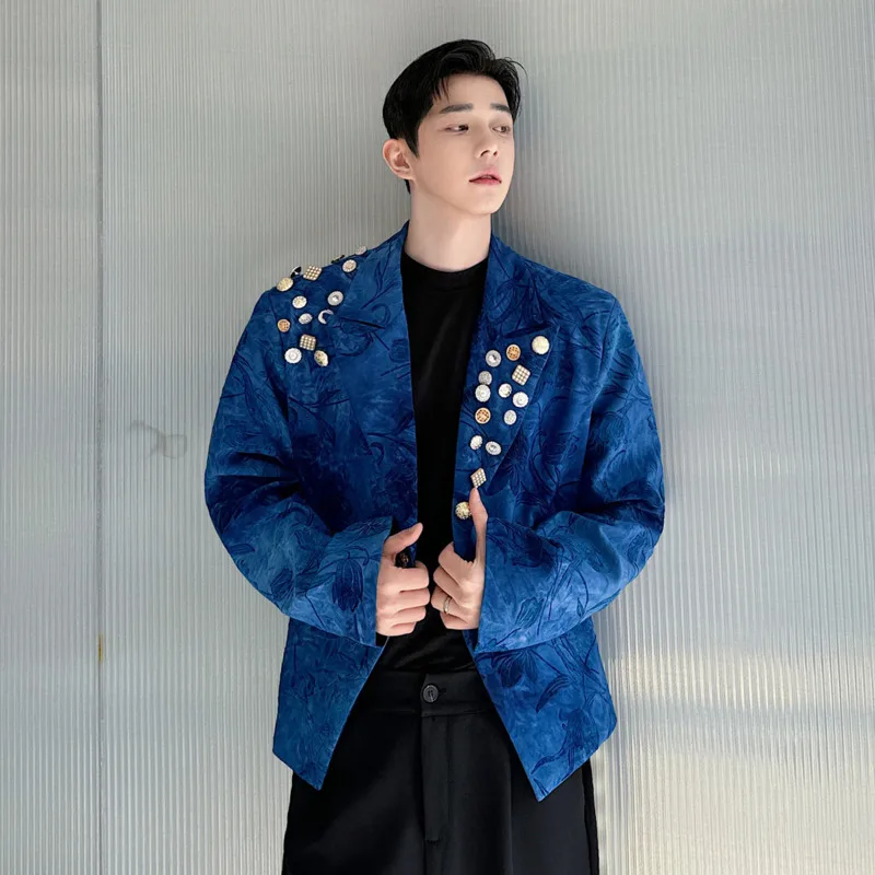 WVGA Spring Autumn New Men's Trendy Fashionable Personality Multi-Button Design Blazer Niche Chic Casual Short Jacket Ins W24626