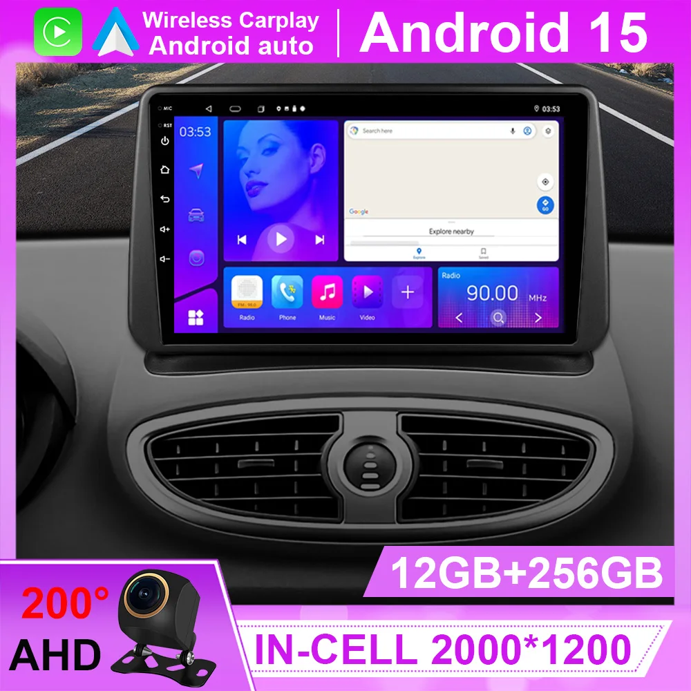 Android15 Video Player Carplay For Renault Clio 3 Clio3 2005- 2014 WIFI 4G DSP Stereo Multimedia Car Radio GPS High-performance
