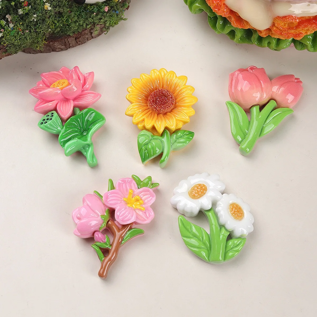 10pcs Big Size Flower Resin Flatback Cabochon Figurines Scrapbooking Wedding Applique Home Decoration Crafts