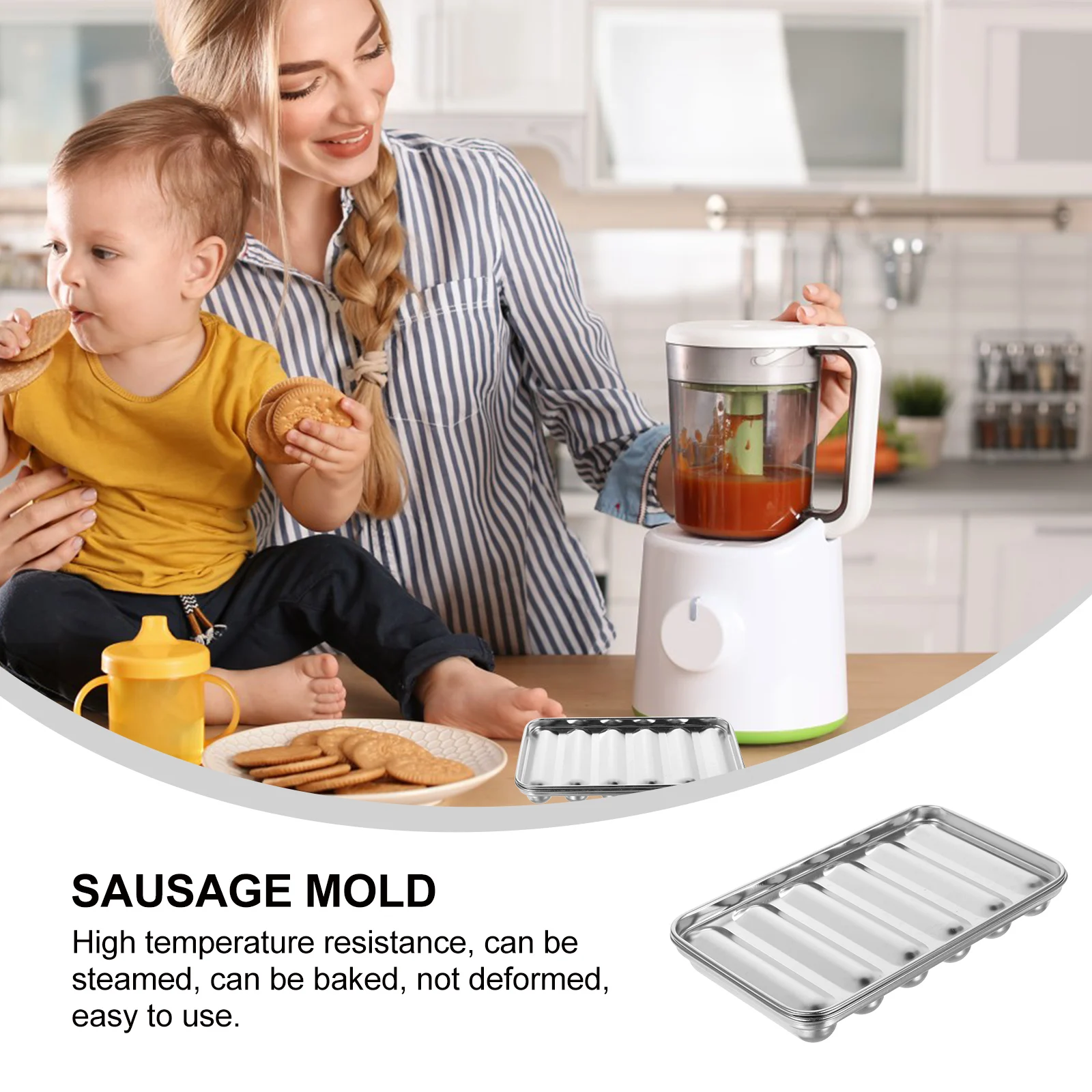 

Sausage Mold Baby Bakeware Nonstick Stainless Steel Steaming Baking Tray Food Grade Safe Easy Demould Heat Resistant