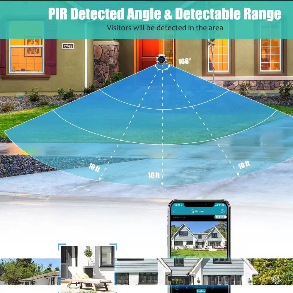 Home Smart Tuay Wireless 2.4G Wifi Peephole Video Door Camera 5MP PIR One Way Audio Security Door Eye With Camera for Apartment