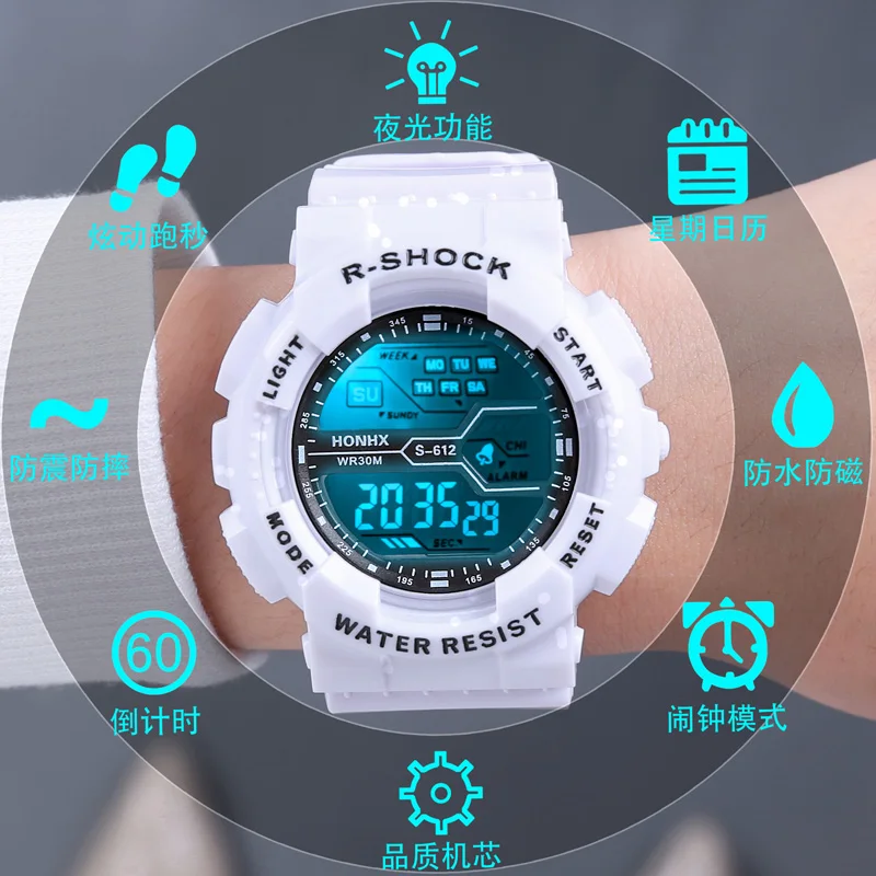 Reloj deportivo multifunción para Hombre, pulsera Digital militar luminosa, pantalla grande LED, electrónica, resistente al agua