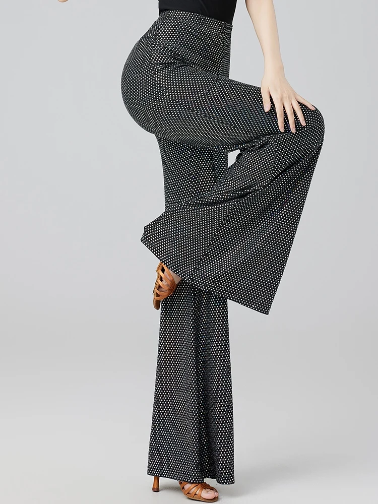 

Latin Dance Pants Women High Waist Bell-bottoms Professional Ballroom Dance Performance Competition Trousers Club Wear BL15136