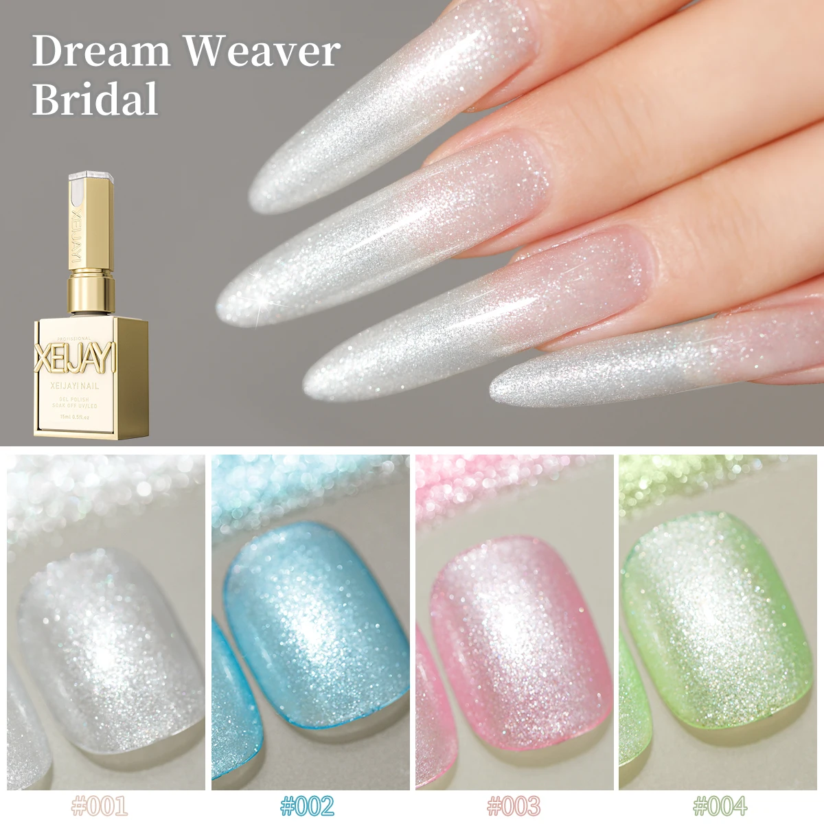 

4pcs 15ml colorful Dream Weaver Bridal Glitter Gel Nail Polish Set Starter Pure Soak Off No Wipe Nail Gel Polish Suitable