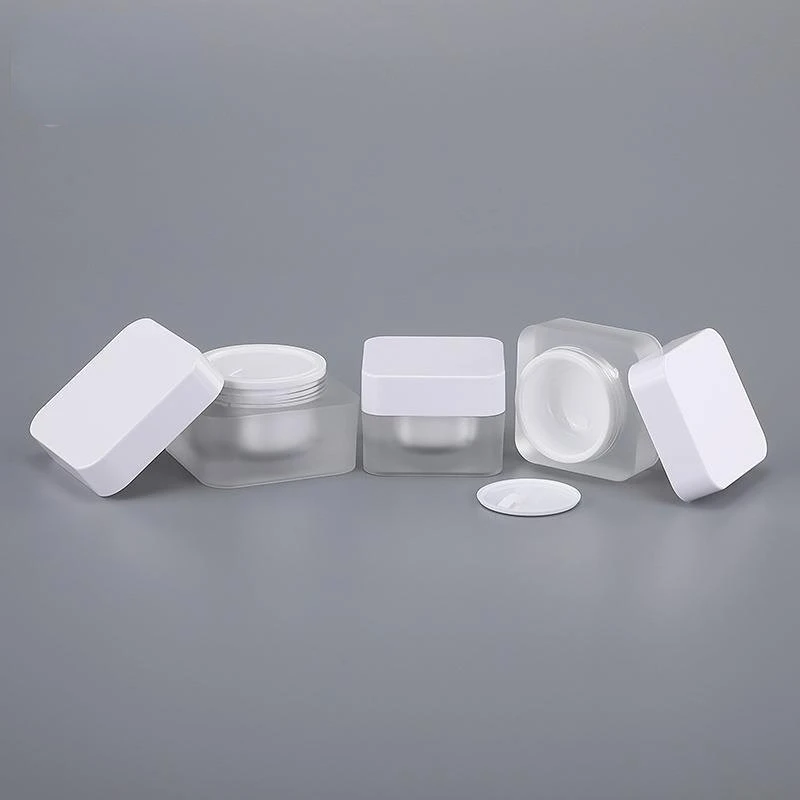 15/30/50g Square Cream Jar Frosted Wide Mouth Cream Bottle Cosmetic Sub-Bottling Refillable Plastic Pot Travel Supplies