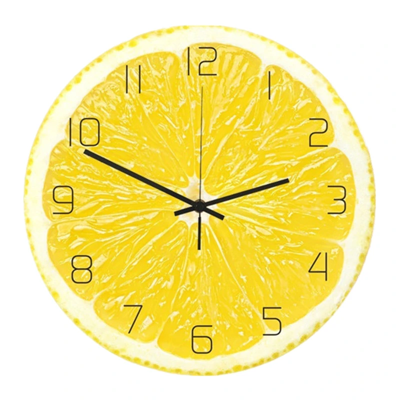 Orange Lemon Fruit Wall Clock Lime Modern Kitchen Clock Watch Home Decor Living Room Clock Tropical Fruit Wall Art Timepieces