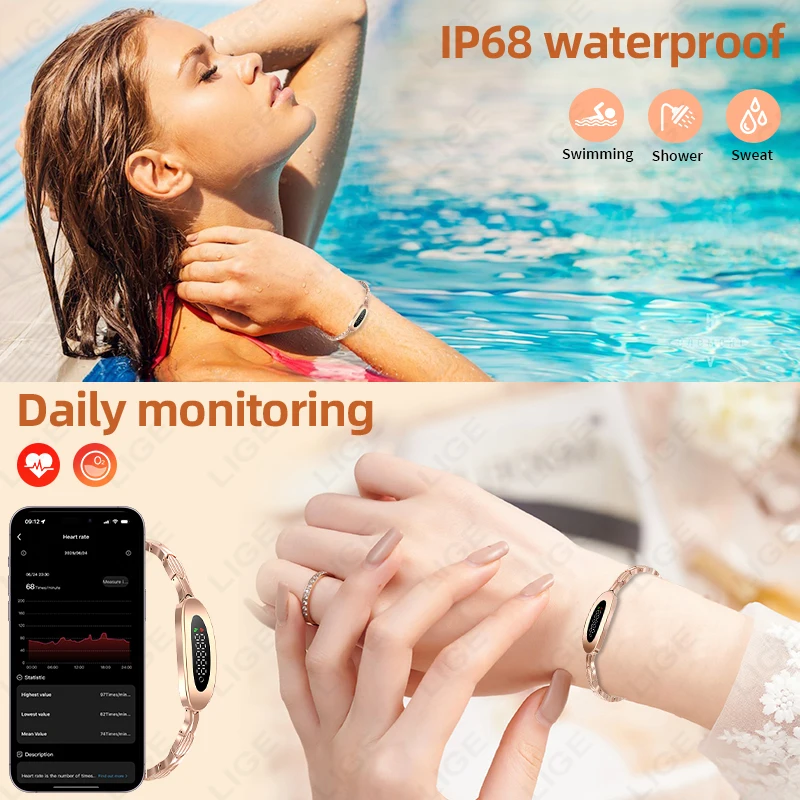 LIGE سوار ذكي IP68 مقاوم للماء الرياضة معصمه النشاط الصحي جهاز تعقب للياقة البدنية الرجال النساء معدل ضربات القلب مراقبة الأكسجين في الدم #5