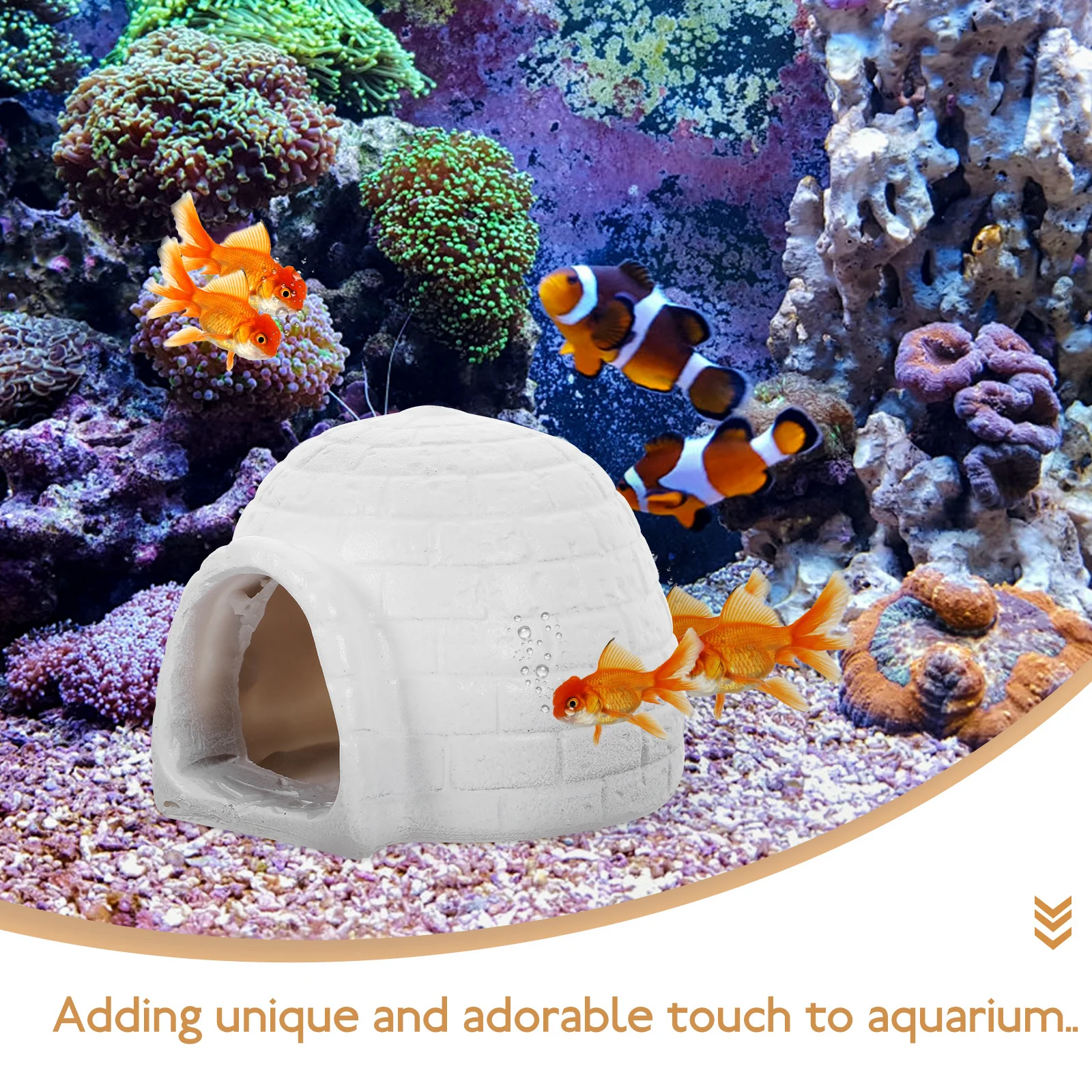 

Resin Igloo Polar Aquarium Decoration Hiding Spot Simulated Landscape Creative Tank Ornament Tank Hideout Igloo Figurine