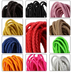 5 Yards/Lot PU Woven Leather Rope Colorful Braided PU Leather Cord Rope String Strap For DIY Jewelry Making Necklace Bracelet