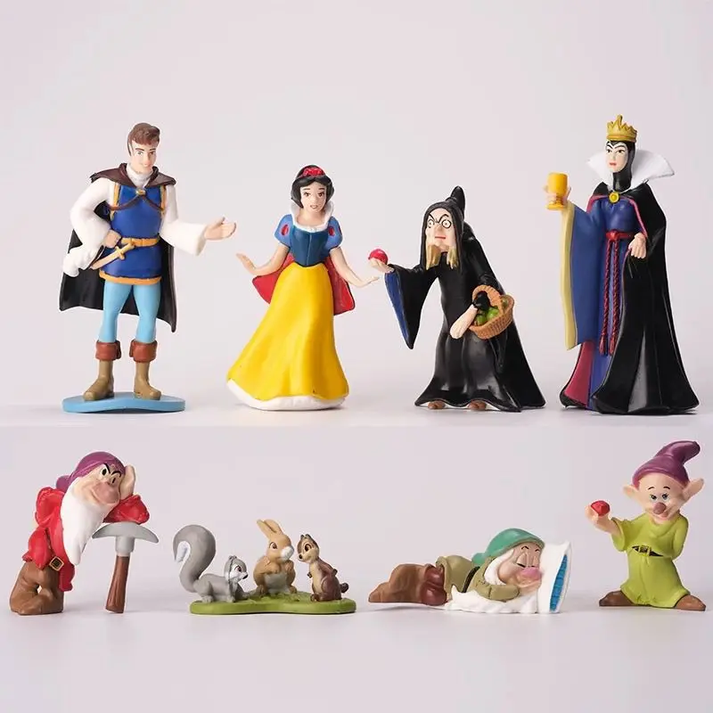 

Figurine 8pcs/set Snow White Doll Hand Puppet Dwarf Witch Doll Ornament Hand Puppet Model Decoration Female Children's Toys Gift