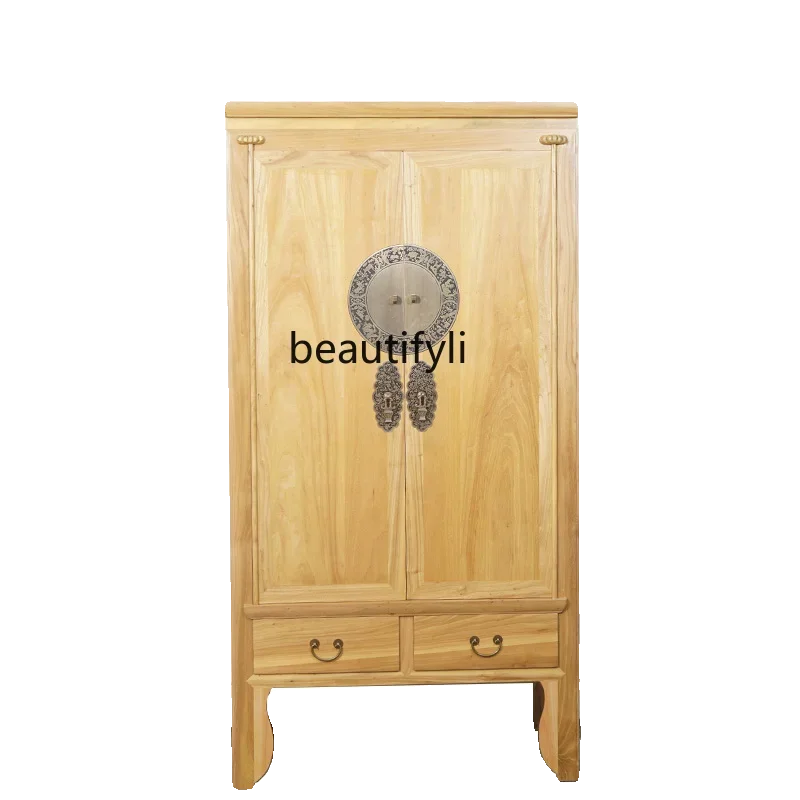 

zq1Chinese-style solid wood vertical wardrobe New Chinese-style homestay locker Bedroom wabi sabi locker