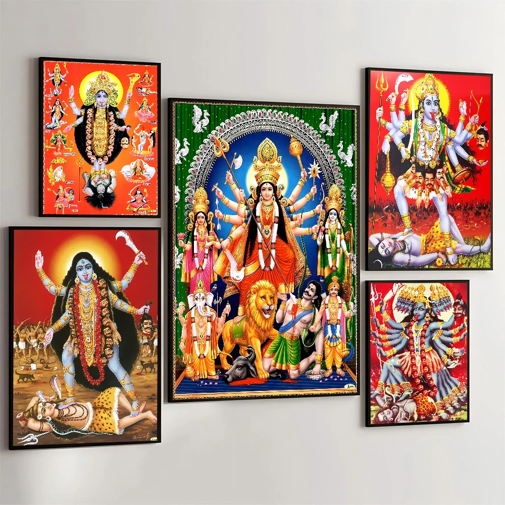 Goddess Kali Jay Maa Godde Mahakaali Poster Self-adhesive Art Waterproof Paper Sticker Coffee House Bar Room Wall Decor