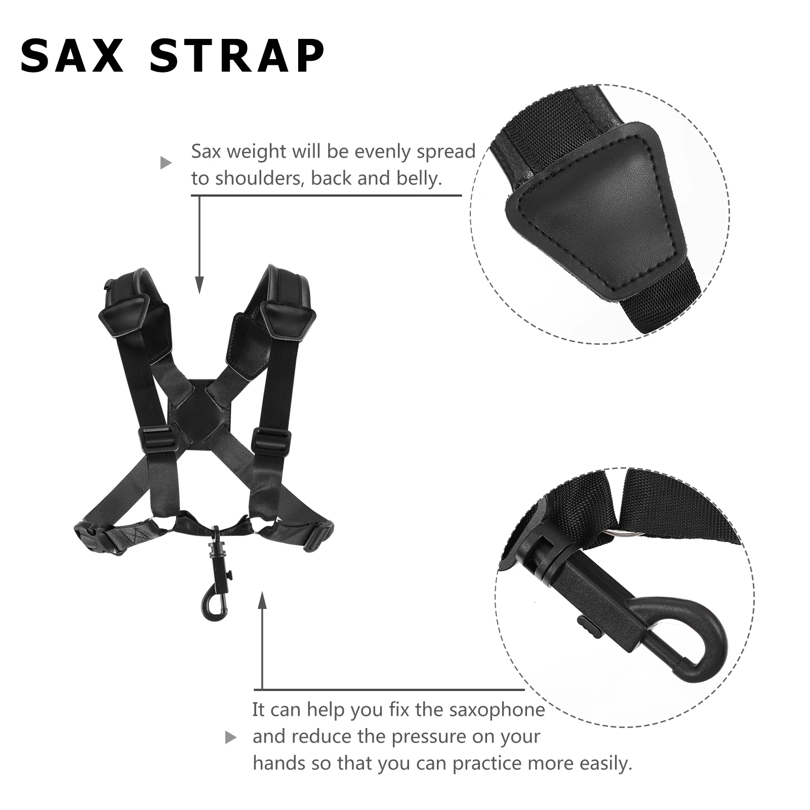 

Saxophone Strap Tenor Accessories Neck Straps Shoulder Alto Marching Hanging Belt Harness
