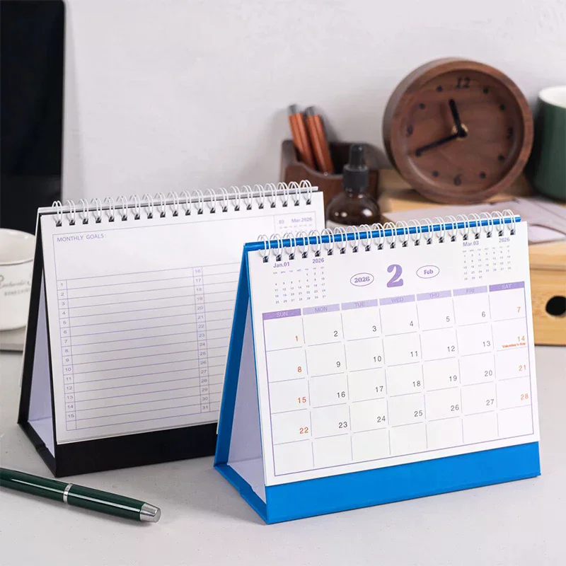 Calendario 2026 Libro semplice Pianificatore mensile giornaliero Pianificatore Gestione del tempo Home Office Decorazione desktop Calendario in piedi