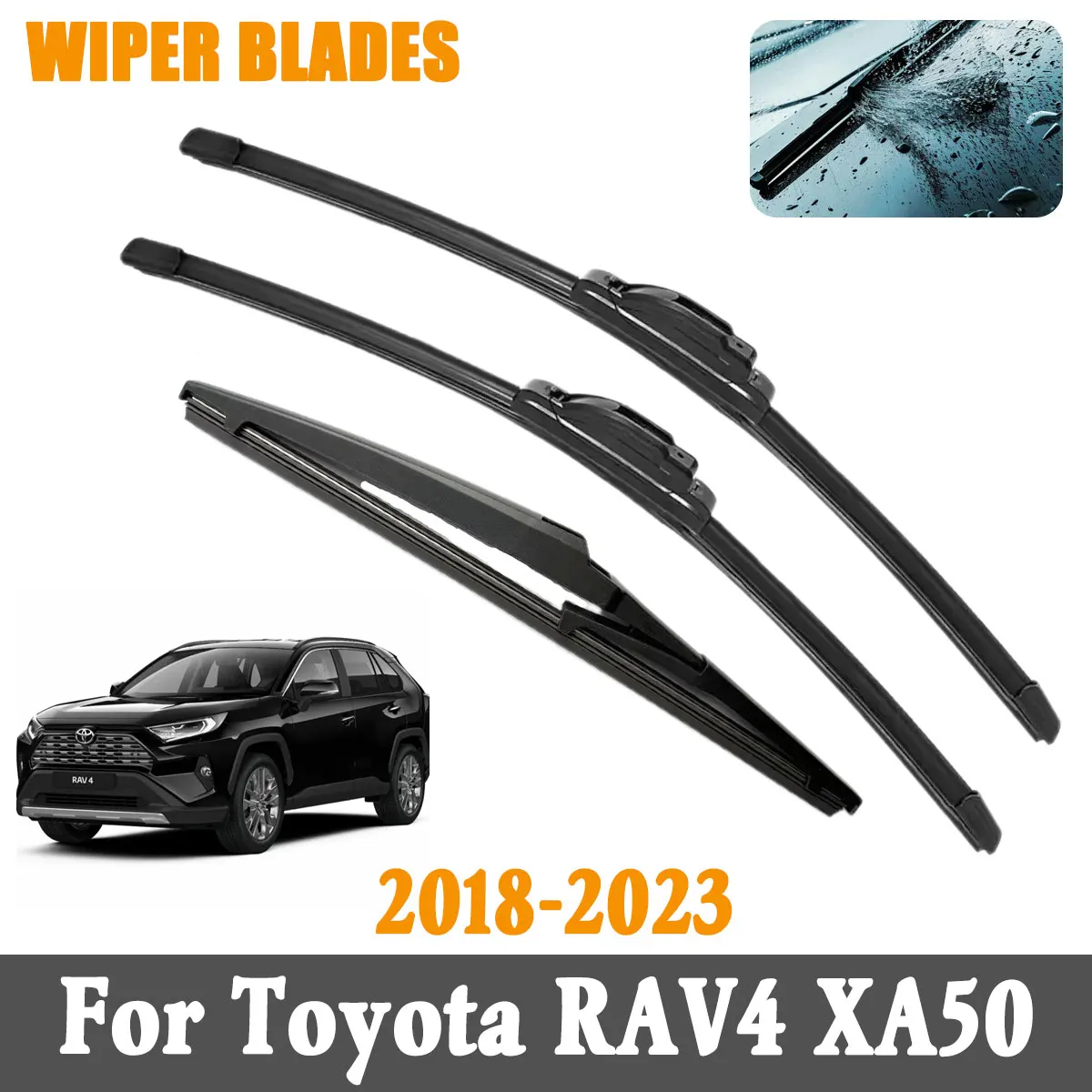 

3PCS Front Rear Wiper Blades Brushes For Toyota RAV4 XA50 2018-2023 Accessories Window Windscreen Windshield