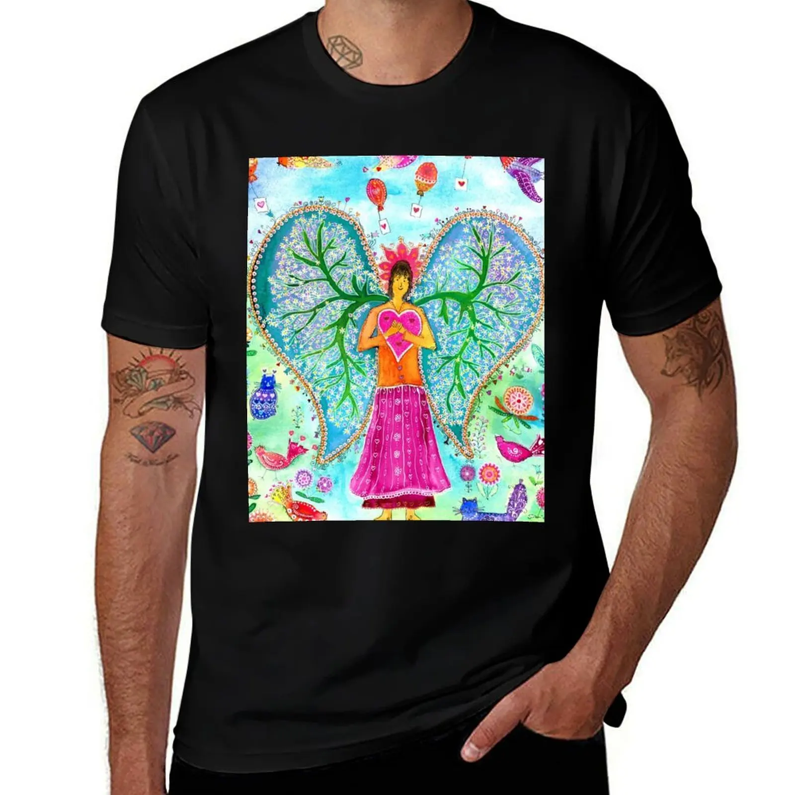 Angel with lungs in the wings T-Shirt Breathable Mesh Panel T-Shirt