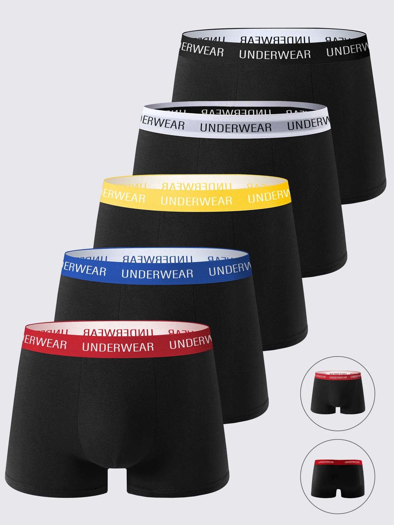 5-Pack Men's Boxer Briefs Soft Breathable Comfortable Sporty Casual Trendy Underwear