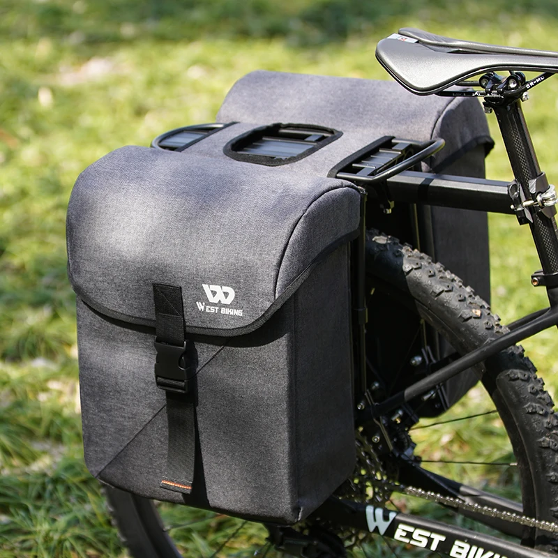 WEST BIKING 25L-35L Cycling Panniers Bags Bicycle Travel Saddle Bag Waterproof Bike Luggage Carrier MTB Bicycle Rear Trunk Bag