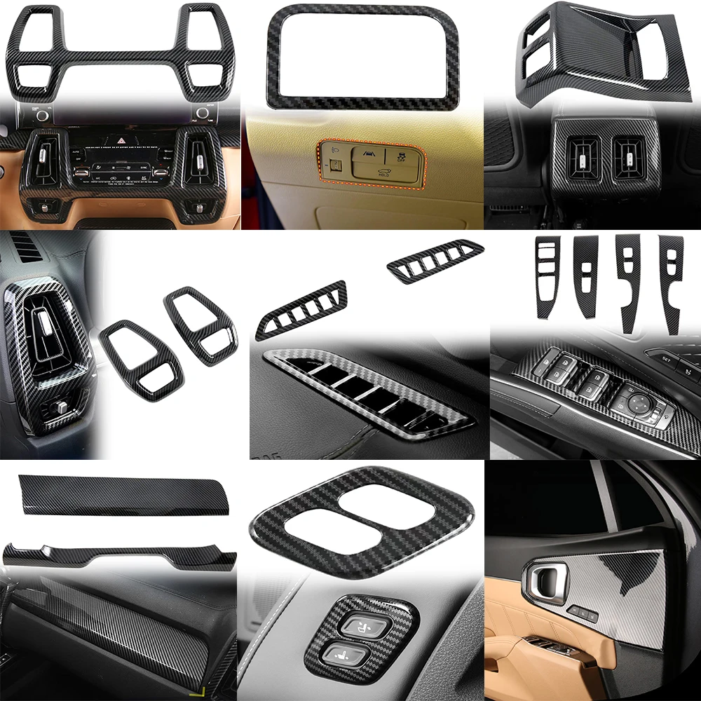 CGZ ABS Carbon Fiber Grain Decoration Cover for Kia Sorento MQ4 2021 2022 2023 2024 Car Accessories 19pcs (Only For LHD)