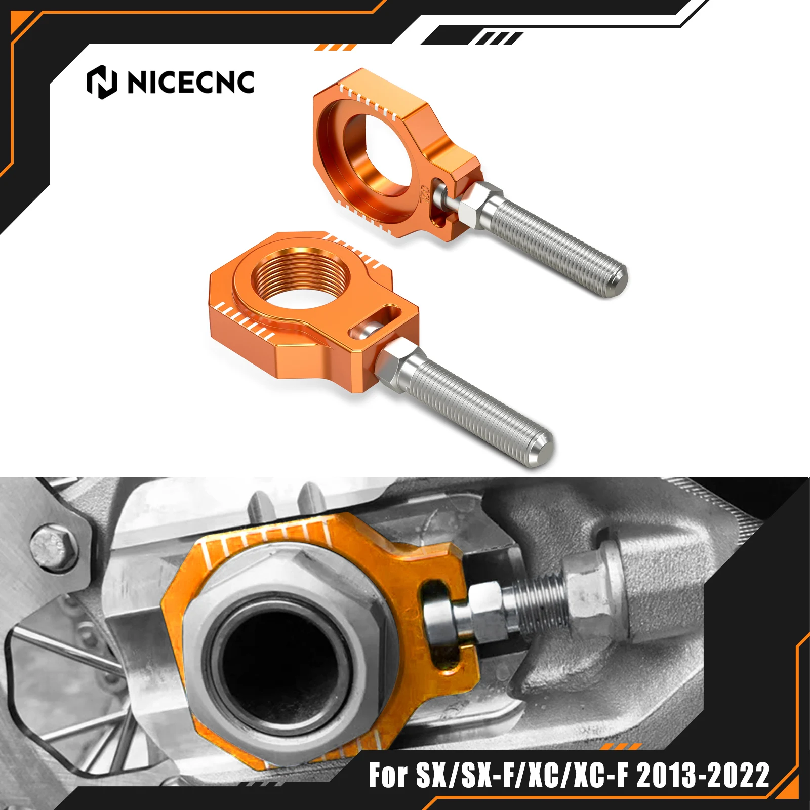 

For KTM SXF 450 SXF 250 SX 125 2013-2022 XC 250 300 XCF 250 350 450 Rear Axle Blocks Chain Adjuster SXF 250 450 Factory Edition