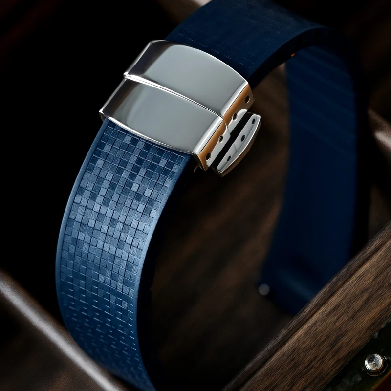 Mosaic FKM Rubber Watch Band 18mm-24mm Quick Release Strap for Rolex Cartier IWC Apple Versatile Size Fit with Easy Change Buckl