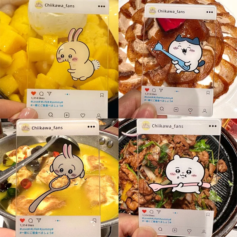 

Chiikawa Gourmet фотокарта Kawaii Usagi прозрачные картоны милые Hachiware акриловая прозрачная пейзажная фото доска игрушки