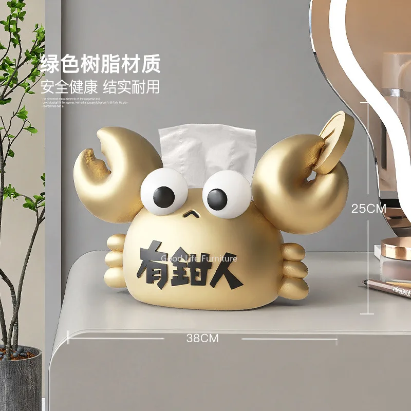Cartoon Crab Tissue Box Decoration Table Home Cardboard Box Living Room End Table Ins Cream Style Napkin Box