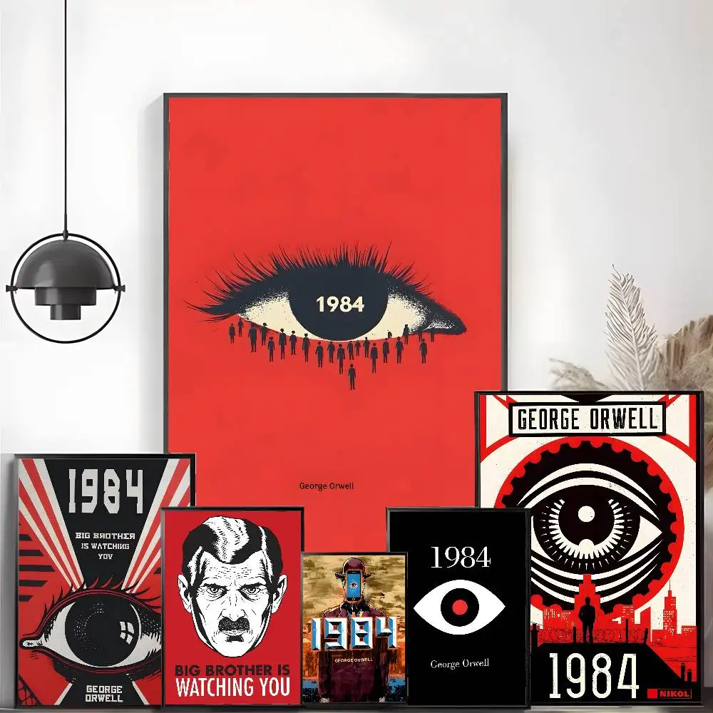 1984 G-جورج O-Orwell ملصق HD الفن لزجة جدار مقاوم للماء غرفة المعيشة المنزلي غرفة نوم بار الديكور الجمالي