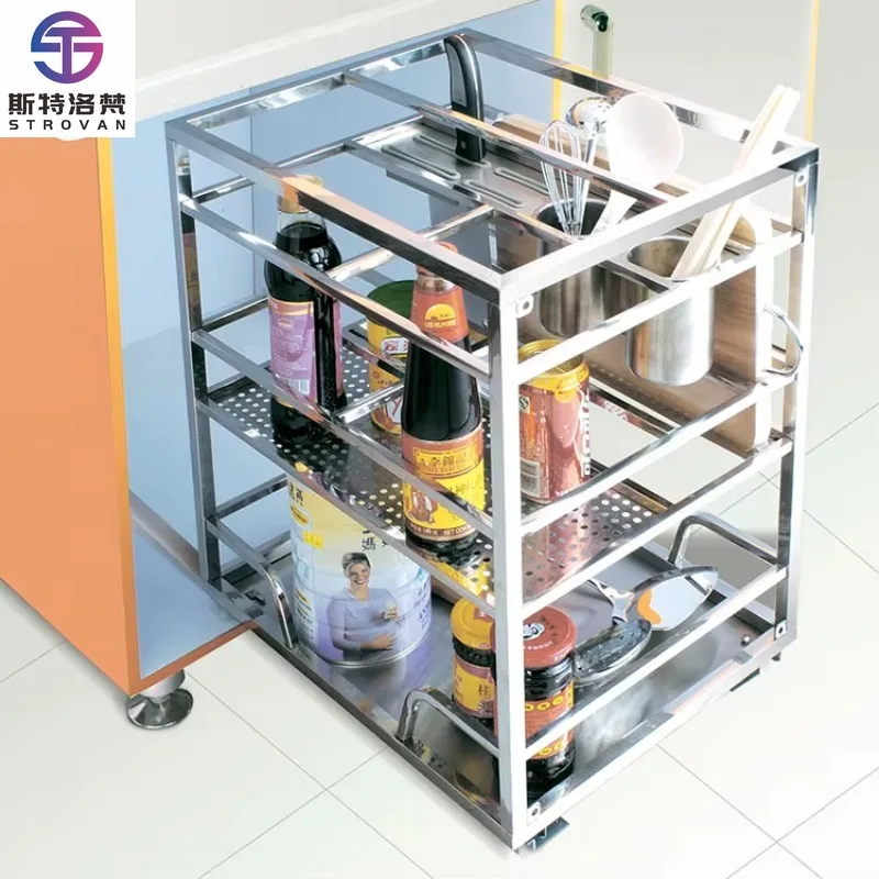 

Modern Stainless Steel Kitchen Cabinet Drawer Pull Out Wire Basket 202