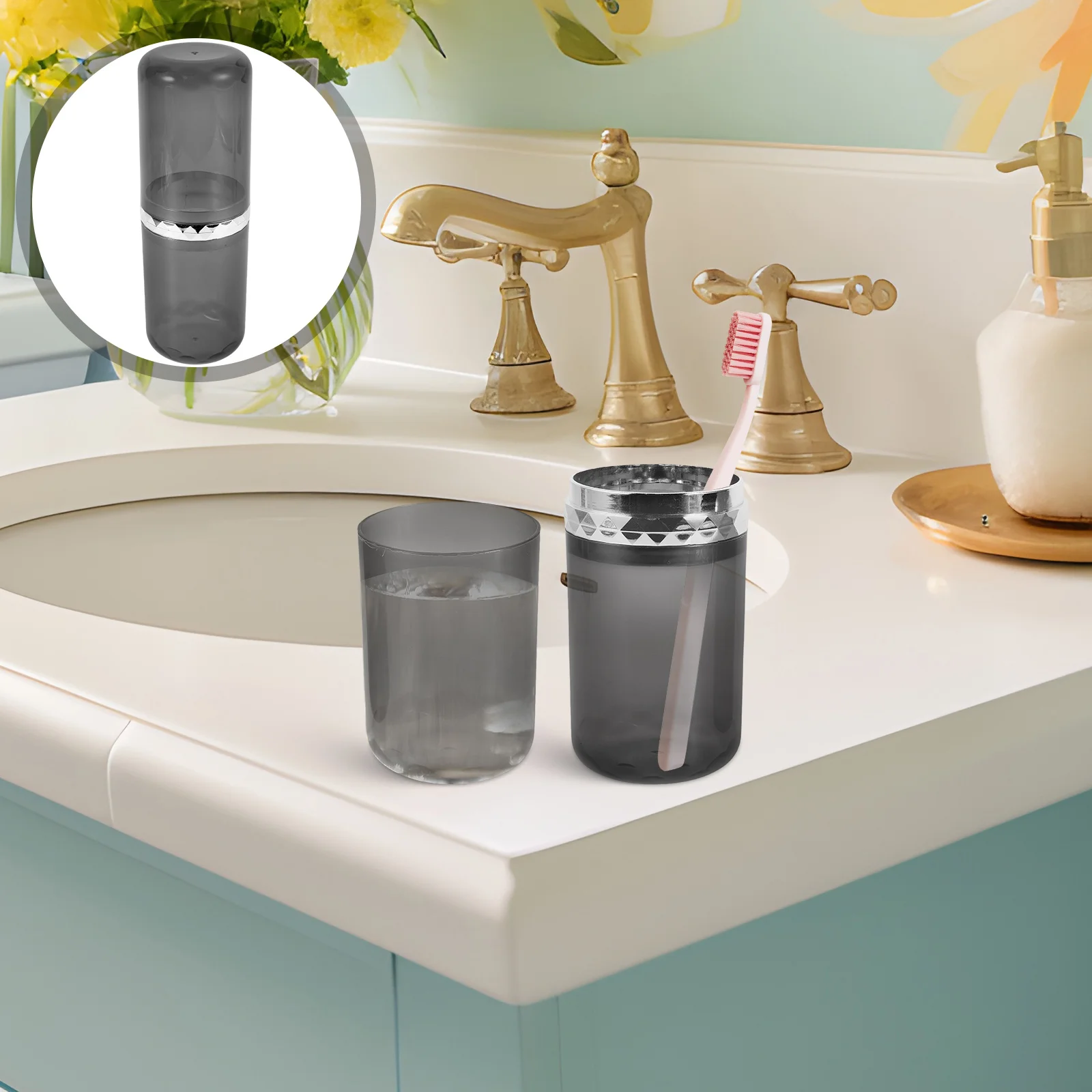 

1Pcs Space Saving Toothbrush Holder Portable Travel Rinse Cup Travel Toiletries Mug Multi Functional