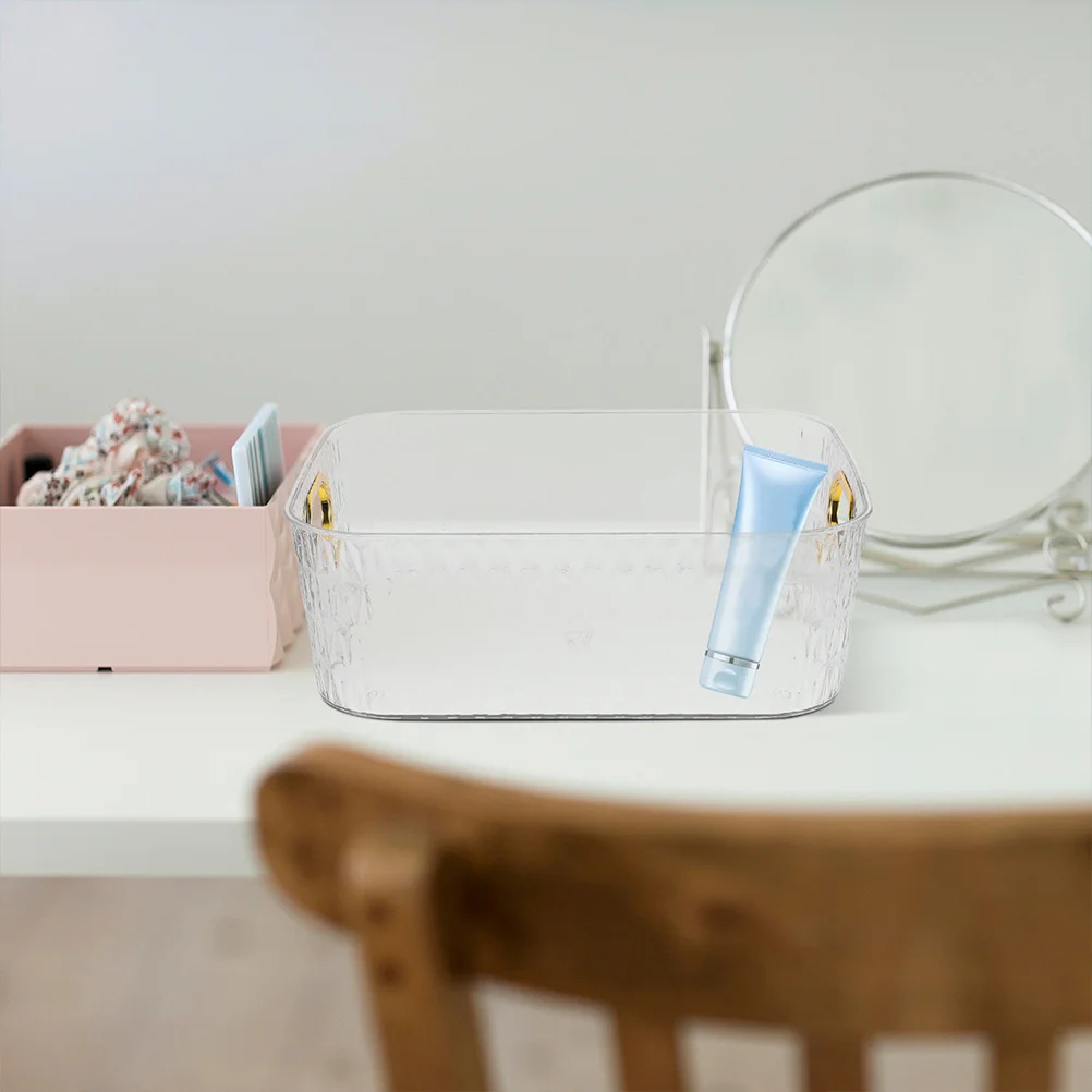 

2pcs Cosmetics Storage Box Clear Countertop Organizer For Bathroom Vanity Desktop Kitchen Sundries Holder Double-Handle Storage